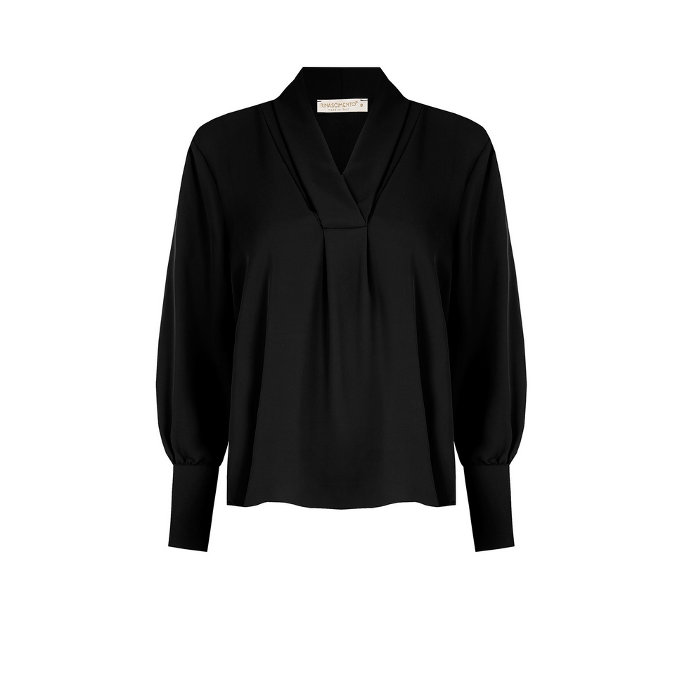 basic Bluse V-Ausschnitt langarm