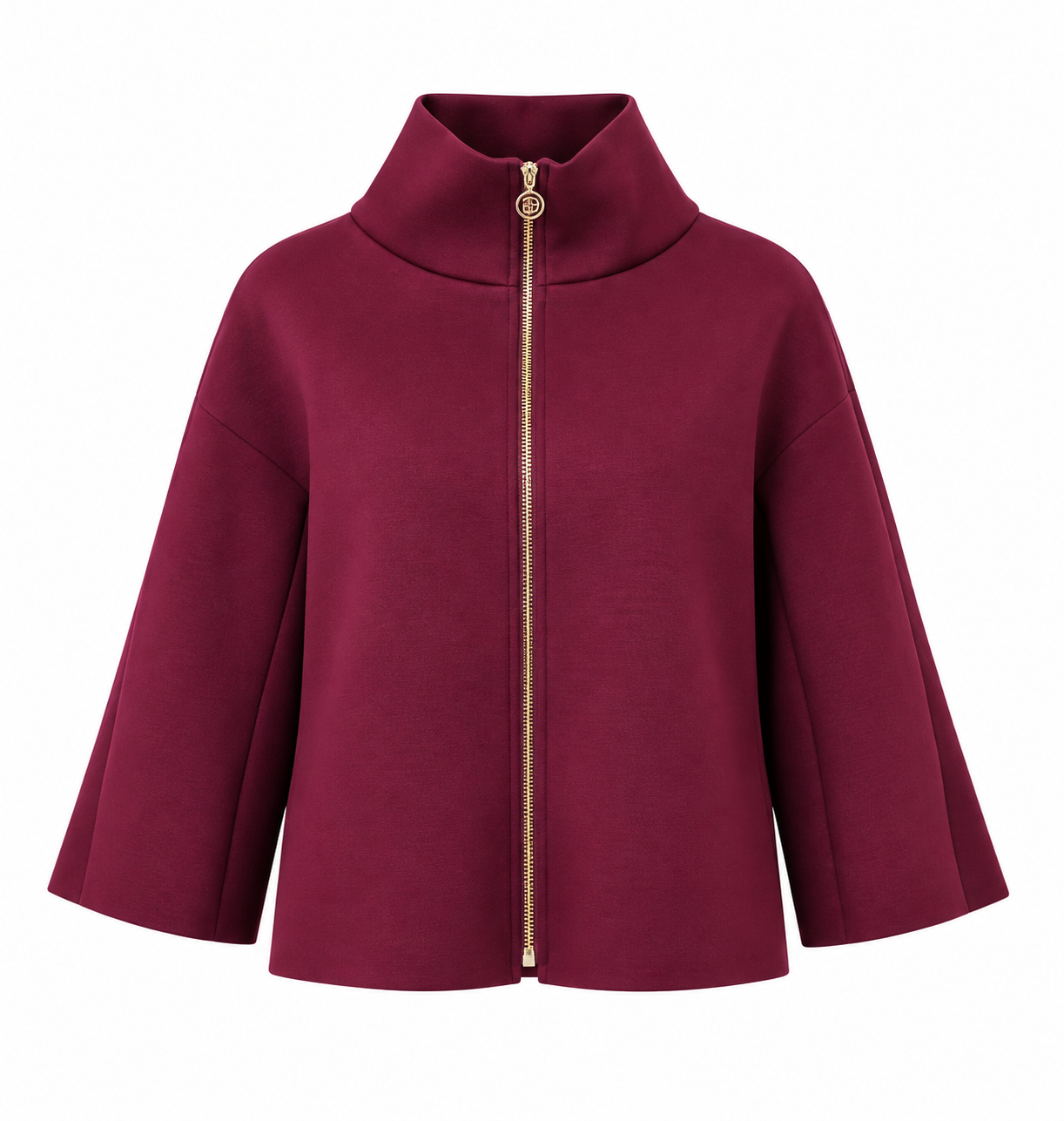 schwarze Jacke Damen, elegante schwarze Jacke, Jacke mit Stehkragen, Jacke Gold Reißverschluss, 3/4 Ärmel Jacke, elegante Damenjacke, moderne Damenmode, italienische Mode, Boutique C5