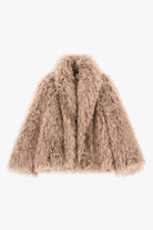 Imperial Kunstfelljacke, Kunstfelljacke Damen, Felljacke Damen beige, Kunstfellmantel Damen, Felljacke beige, Winterjacke Damen beige, langhaarige Felljacke, Teddyjacke Damen, Statement Jacke Damen, Imperial Damenmode