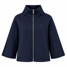schwarze Jacke Damen, elegante schwarze Jacke, Jacke mit Stehkragen, Jacke Gold Reißverschluss, 3/4 Ärmel Jacke, elegante Damenjacke, moderne Damenmode, italienische Mode, Boutique C5