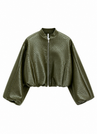 Steppjacke Damen, Bomberjacke Damen, Stepp Bomberjacke, Bomberjacke Lederoptik, Jacke Lederoptik Damen, Rautensteppung, gesteppte Bomberjacke, Oversized Bomberjacke, Cropped Bomberjacke, Ballonärmel Jacke, elegante Damenjacke, italienische Mode, Boutique C5