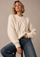 Strickpullover Panna mit Zopfmuster und voluminösen Ärmeln