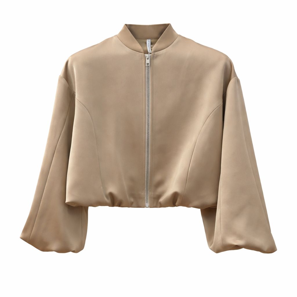 Schwarze Bomberjacke mit Reißverschluss, moderne kurze Jacke