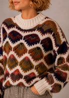 Strickpullover Rombi mit mehrfarbigem Rautenmuster und Rundhalsausschnitt